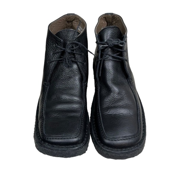 Bally Fabiana Chukka Boot Black Pebbled Leather Lace Up Square Moc Toe Men 40.5‎ - Picture 3 of 8